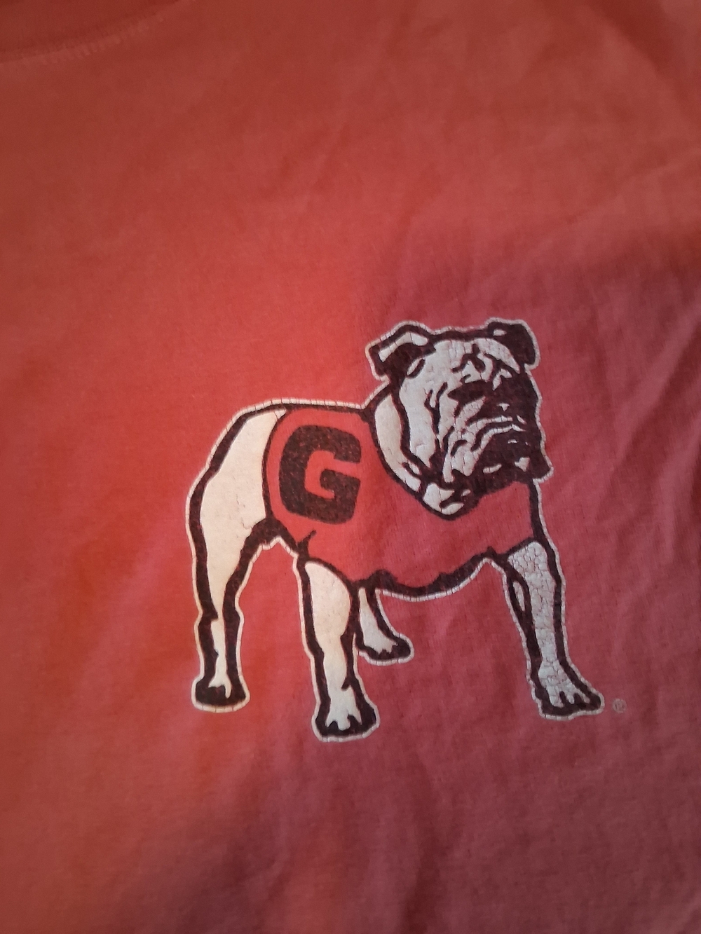 Vintage University Of Georgia Bullbogs Coral Comfort Wash T-Shirt - Picture 5 of 6